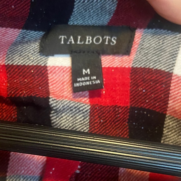 Talbots Red, White and Black Checkered Shirt Size Medium - Picture 2 of 7